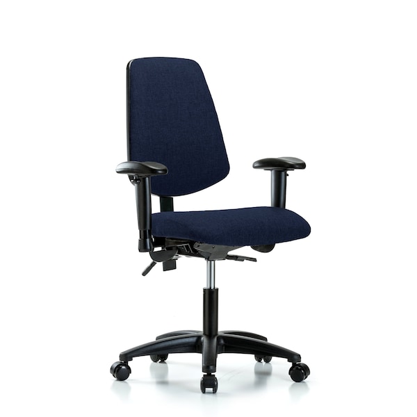 Blue Ridge Ergonomics Desk Chair Fab Desk Chair, Med, Bk, AA, Casters, Navy, Adjustable Arms, 19" to 24" Height, Fabric BR-FDHCH-MB-RG-T0-A1-RC-F45 - main