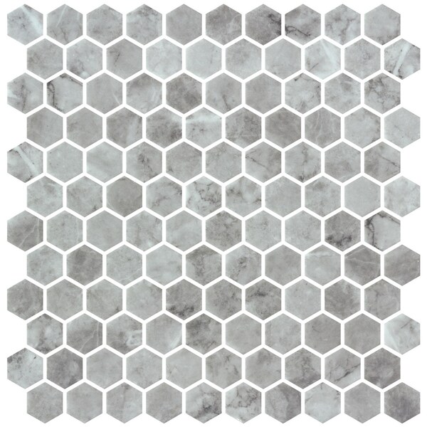 Andova Tiles Vargal 1-in. Honeycomb Marble Look Recycled Glass Hexagon Wall & Floor Mosaic Tile, 11PK ANDVAR1299 - main