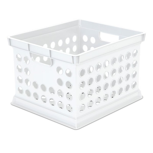 Sterilite Storage Crate, 3 qt, Polypropylene, White, 15-5/8 in L, 13-3/4 in W, 10-5/4 in H 16940806 - main
