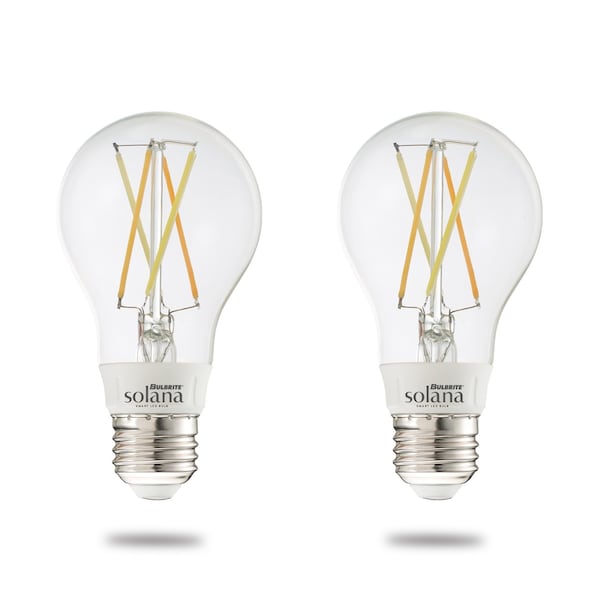 Bulbrite Solana 40-Watt Equivalent A19 Smart WIFI Connected LED Light Bulb, Clear, 2PK 861703 - main
