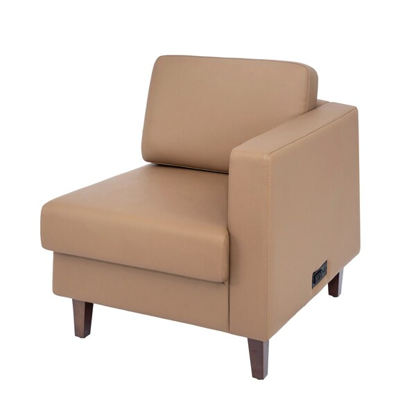 Flash Furniture HERCULES Artemis Cognac LeatherSoft Right Arm Reception Chair, 2 AC Outlets/1 USB/1 USB-C Ports ZB-8921C-RA-COGNAC-GG - main