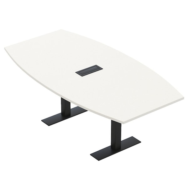 Skutchi Designs 6ft Conference Table With Power Unit | 6 Person Modular Boat Meeting Table | Harmony Series HAR-BOT-48X72-T.BK-W960-EBLK - main