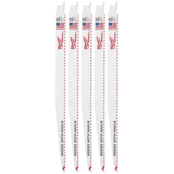 Milwaukee Tool 12" 5 TPI SAWZALL Blades (5 Pk) 48-00-5037 - main