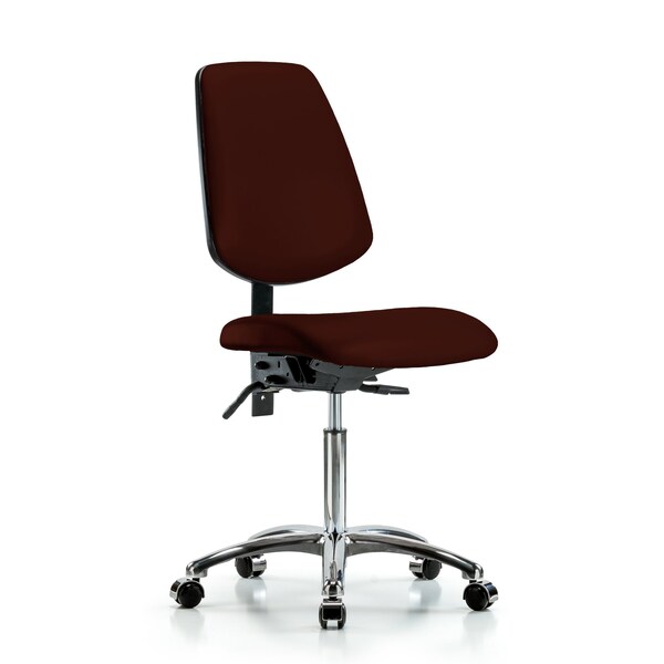 Blue Ridge Ergonomics Bench Chair, Vinyl, Med, Bk, Cast, Burg, No Arms, 22" to 29" Height, Burgundy BR-VMBCH-MB-CR-T1-A0-NF-CC-8569 - main