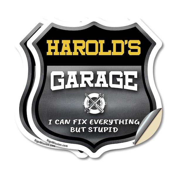Signmission Harold's Garage I Can Fix Everything But Stupid, 6 inch X 6 inch, Vinyl Decal, 2PK SHI-D-2PACK-6-490-HAROLD - main