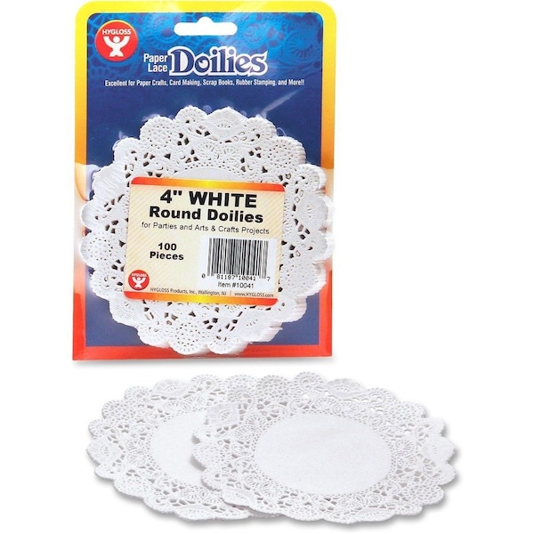 Hygloss Products Round Paper Lace Doilies, White, 4in, PK600 10041 - main