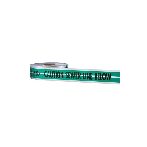 Empire Level CAUTION SEWER LINE BELOW -Premium Detectable Utility Green Tape 3IN X 1000FT 31-053 - main