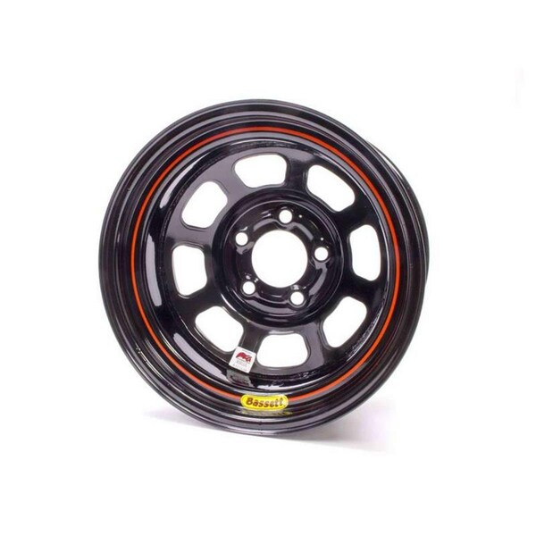 Bassett 58DC4I IMCA D-Hole Wheel - 15 x 8 in. - 5 x 4.75 in. - Black - 4 in. Back Spacing - 19 lbs BAS58DC4I - main