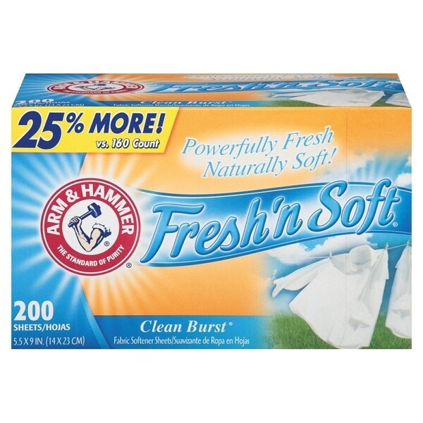 Arm & Hammer Fresh'n Soft 14997 Dryer Sheet, Clean Burst AHFSS - main