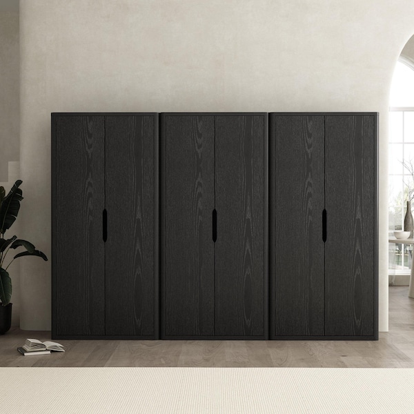Manhattan Comfort Rivington 38in Bookcase Cabinet in Black - Set of 3 3-BC004-BK - main