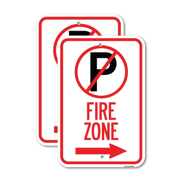 Signmission No Parking Symbol and Right Arrow, 18'' X 24'' 2 Signs, Heavy Gauge Aluminum, 2PK A-1824-2PACK-24654 - main