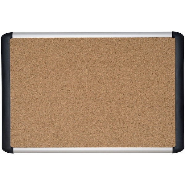 Mastervision MVI Tech Self Healing Cork Bulletin Board, 36"x48", Contemporary Frame, Wall Mounting Kit MVI050501 - main