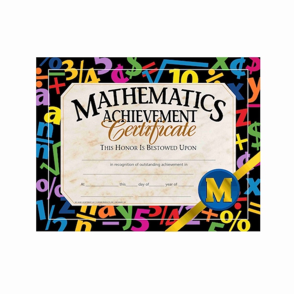 Hayes Mathematics Achievement Certificate Pack of 5 VA581-5 - main
