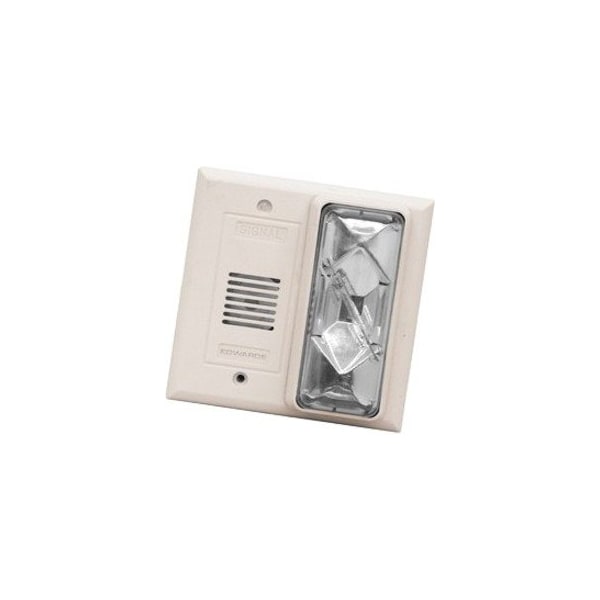 Edwards Signaling Buzzer/Strobe, Buzzer, Continuous, 120V AC, 79dB at 1 ft, Thermoplastic, Clear Lens, White Housing 7007B-N5 - main