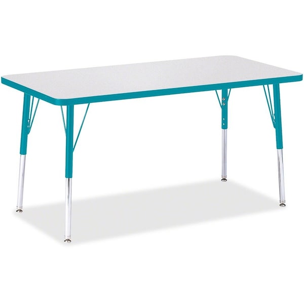 Jonti-Craft Berries Rectangle Activity Table, 24 in. x 48 in., A-height, Freckled Gray/Teal/Gray 6403JCA005 - main