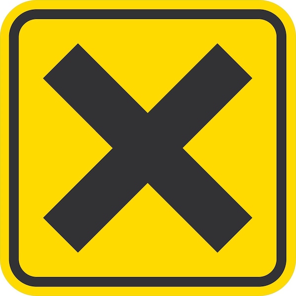Lyle W2-1, Cross Road Symbol, 12x12, High Intensity Prismatic, Yellow G-2049-HI_12x12 - main