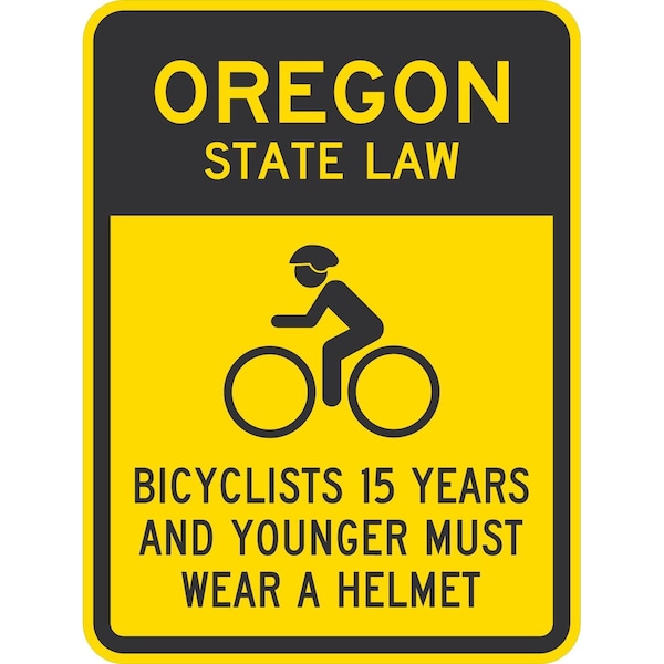 Lyle Bicyclists 15 Years And Younger Must Wear A Helmet (Cyc, 18x24, High Intensity Prismatic, Yellow G-10791-HI_18x24 - main
