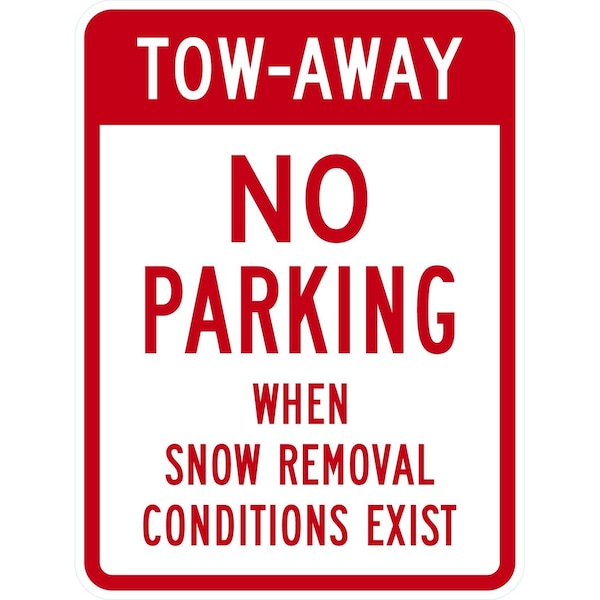 Lyle Tow-Away, No Parking When Snow Removal Conditions Exist, 18x24, Non-Reflective, White G-11107-NA_18x24 - main