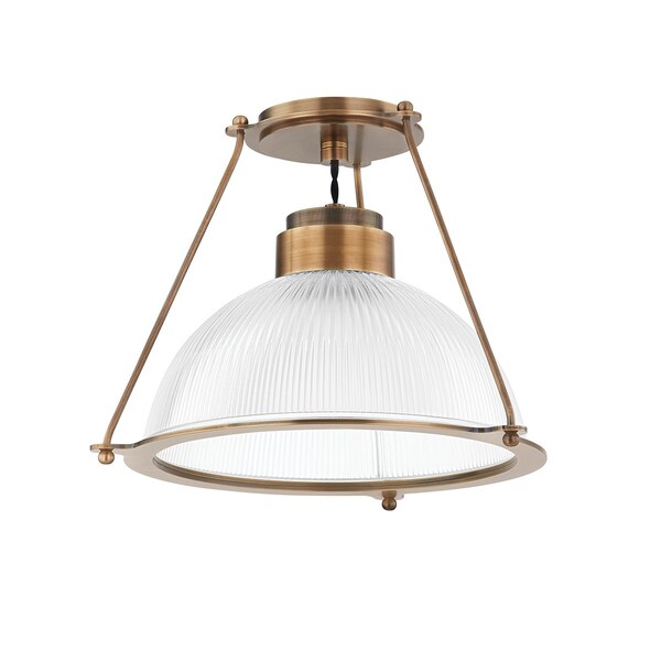 Troy Lighting Lauren Liess X Glint 1 Light Semi Flush 15 In. Patina Brass C2115-PBR - main
