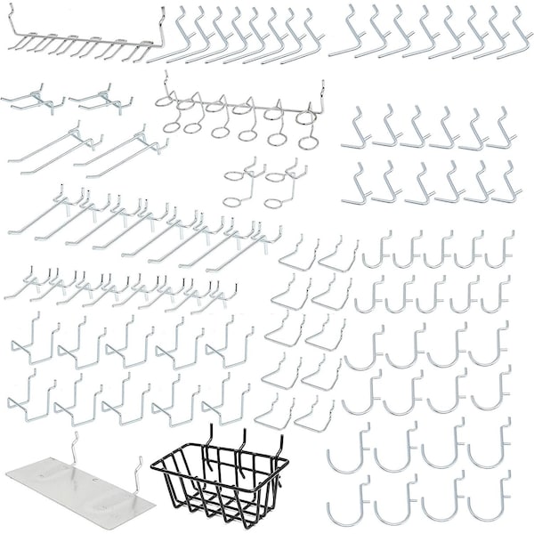 Hiltex Metal Pegboard Hooks and Accessories Set for Garage, 100-Pieces 53108 - main