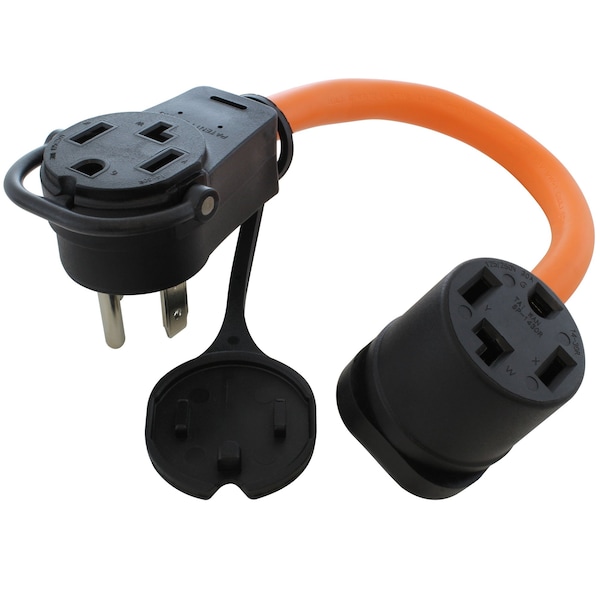 Ac Works Piggy-Back Dryer Adapter, NEMA 14-30P to Dual 14-30R, 1.5 ft, 30A, 125/250V PB14301430 - main