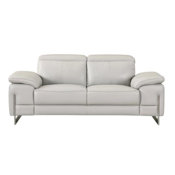 Homeroots 71in Light Gray And Silver Genuine Leather Loveseat 329683 - main