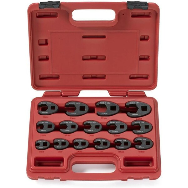 Neiko Crowfoot Wrench Set 0.5 in and 0.375 in Dr. Metric, Flare Nut 03324A - main