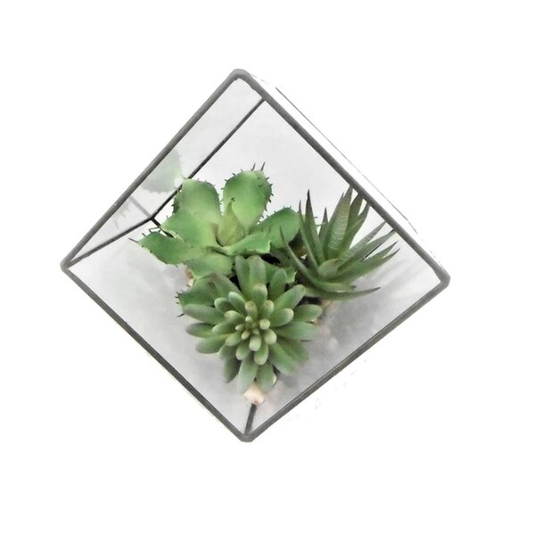 Vickerman 7.5 in. Green Succulents in Geo Terrarium FM181001 - main