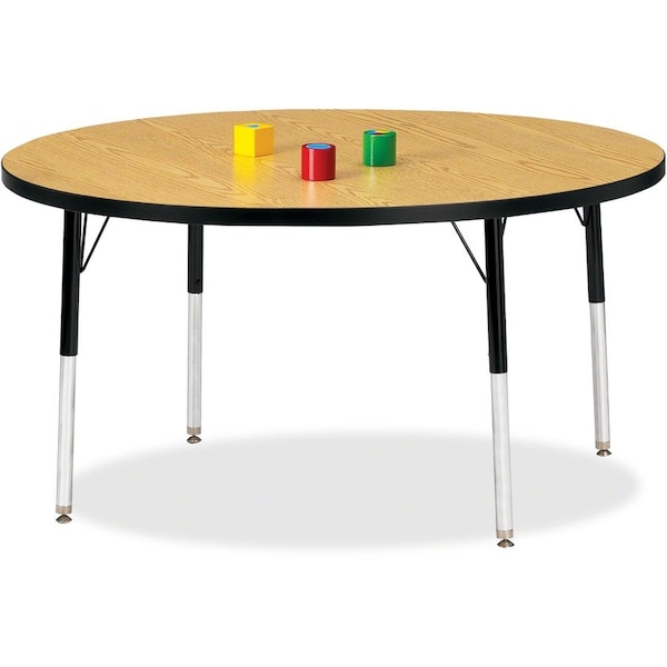 Jonti-Craft Berries Round Activity Table, 48 in. Diameter, A-height, Oak/Black/Black 6433JCA210 - main