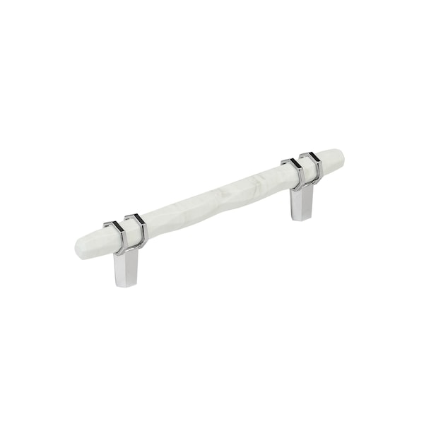 Amerock Carrione 5-1/16 inch 128mm Center-to-Center Marble White/Polished Chrome Cabinet Pull BP36649MW26 - main