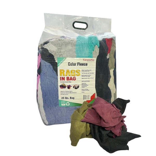 Supremeplus Recycled Color Sweatshirt Cleaning Rags 25 lbs. Bag SP-6281 - main