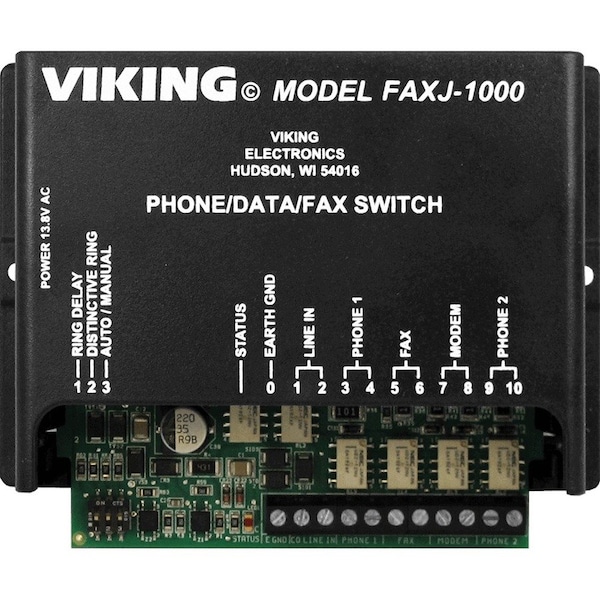 Viking Electronics Faxjack Phone/Fax Switch - 3.6" Height x 5.3" Width x 1.8" Depth FAXJ-1000 - main