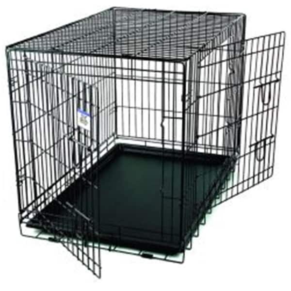 Petmasters WCLRG 36 x 24 x 27 in. Large Black Double Door Wire Pet Crate PE3003866 - main