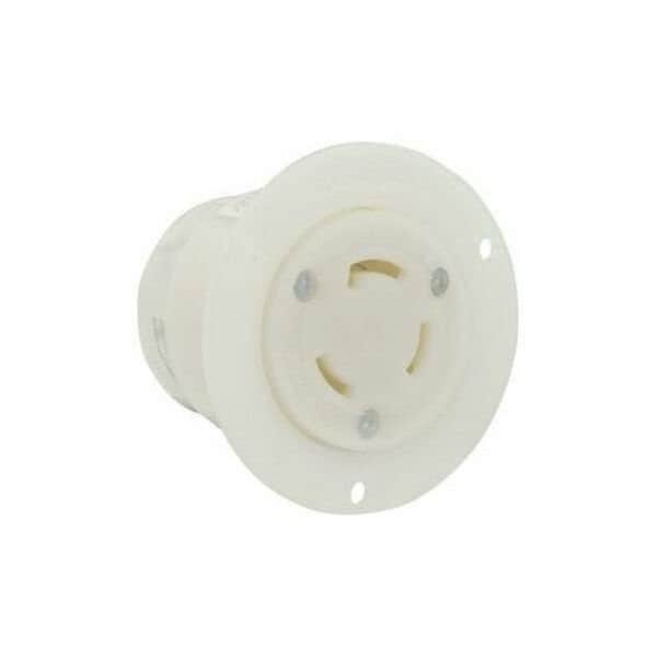 Leviton Flanged Locking Inlet, Non-NEMA, 30 A, 125/250V AC, 3 Pole, Screw Terminals, White 3335-C - main