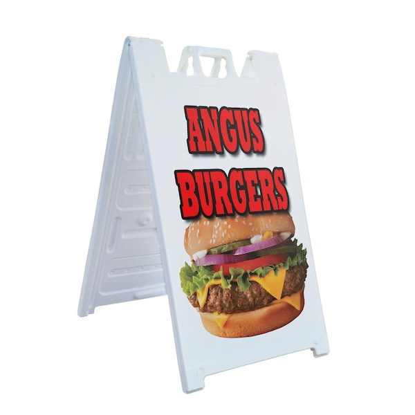 Signmission Angus Burgers, A-Frame & 2 Decals Installed, Heavy-Duty Plastic Frame SBHD-D-2436-Angus Burgers - main