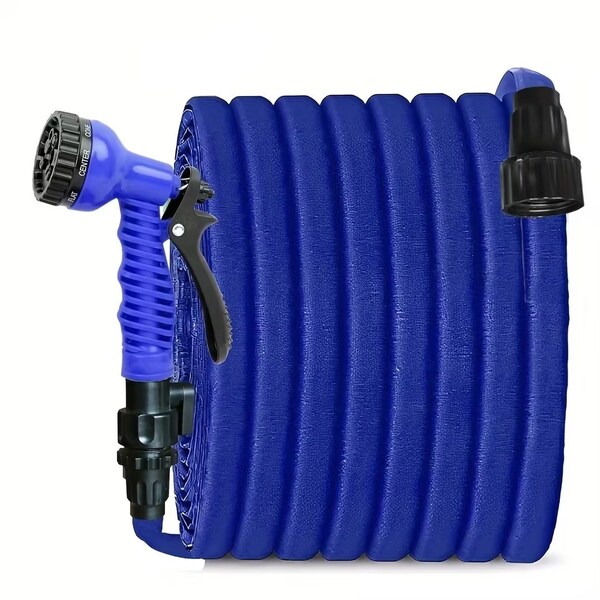 Wrightmaster Expandable 3/4 in. x 100 ft. Standard Garden Hose w/ Multi-Function Nozzle, 7 Spray Mode ZR-HYSG100FTB - main