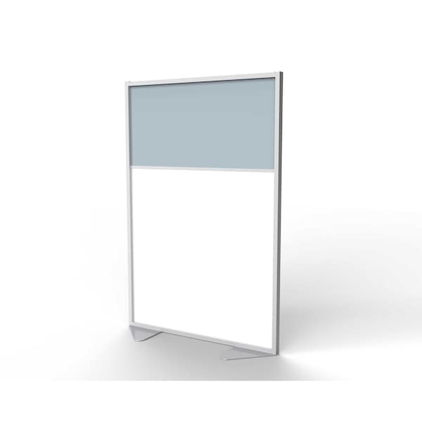 Ghent Floor Partition, Aluminum Frame with Magnetic Porcelain and Silver Vinyl Panels, 72''H x 48''W MP7248-20-8F - main