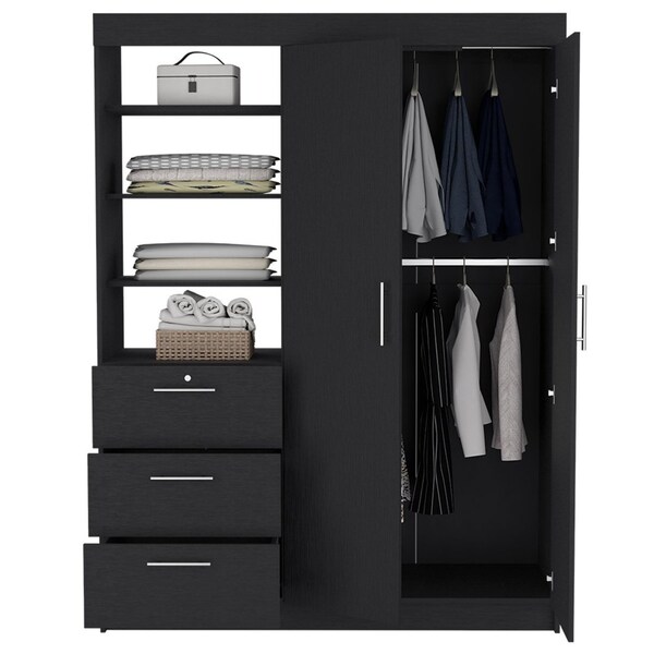 Homeroots 59" Black Three Drawer Dresser 524966 - main