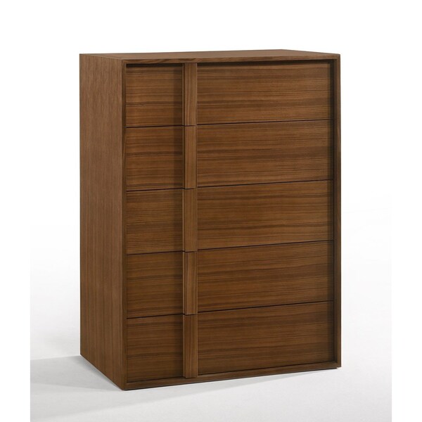 Homeroots 36" Walnut Brown Wood Contemporary Five Drawer Dresser 473073 - main