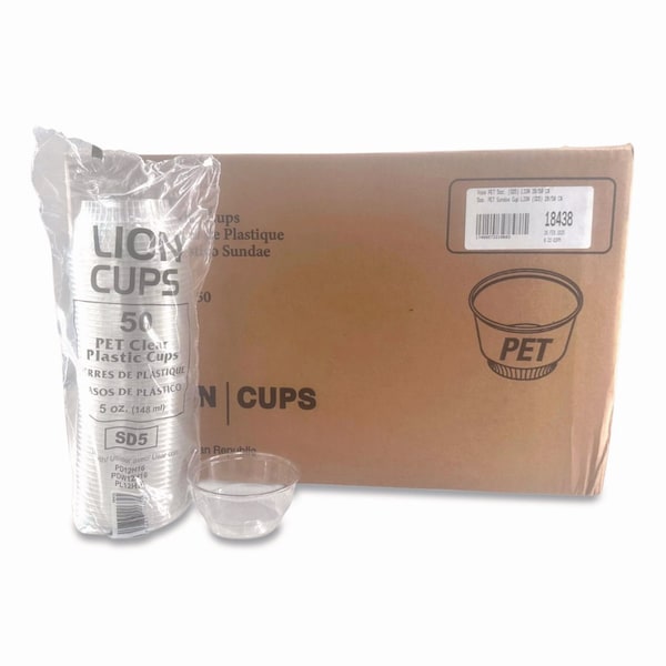 Plastifar Plastic Cold Cups, Sundae, 5 oz, Clear, 1000PK 18438 - main
