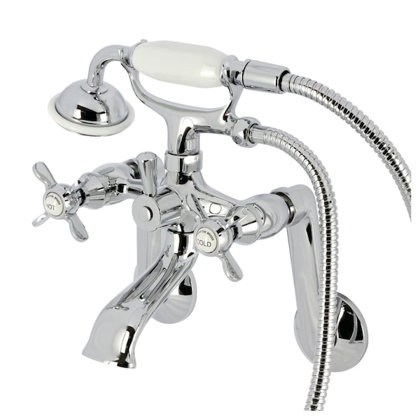 Kingston Brass Tub Wall Mount Clawfoot Tub Faucet with Hand Shower, Polished Chrome KS289C - main