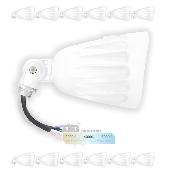 Nuwatt 25W White LED Bullet Light 3000K/4000K/5000K 3CCT IP65 Outdoor Waterproof Lighting, 12PK NW-BLT-25W-3CT-KN-WH-12P - main