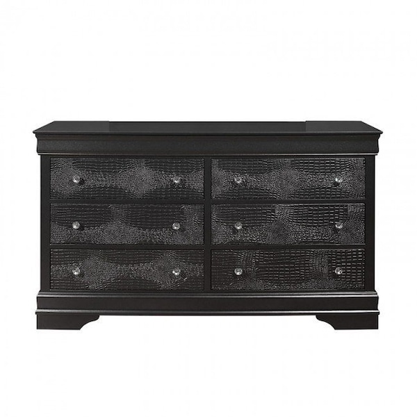 Homeroots 58" Metallic Grey Solid Wood Six Drawer Double Dresser 478660 - main