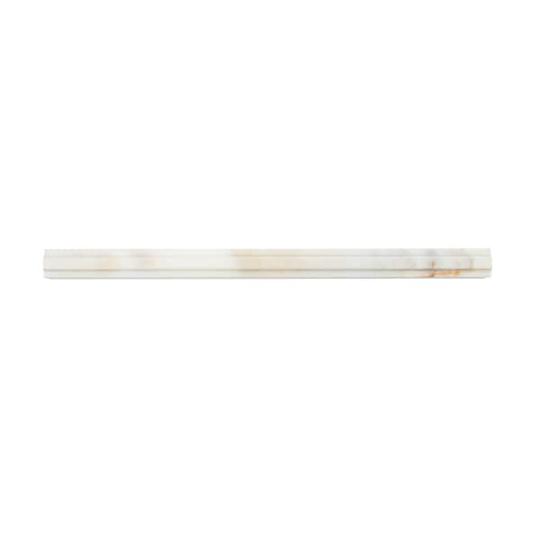 Apollo Tile Snow White 1x12 Calacatta Gold Marble Polished Pencil Liner Tile Trim 0.67 sqft/case, 10PK APLMCT884PA - main