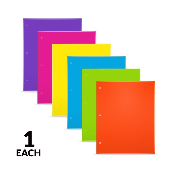 C-Line Products 8-1/2" x 11" Assorted 2-Pocket Laminated Paper Portfolio with 3-Hole Punch, 1/EA, 100EA/DS 06300-DS - main