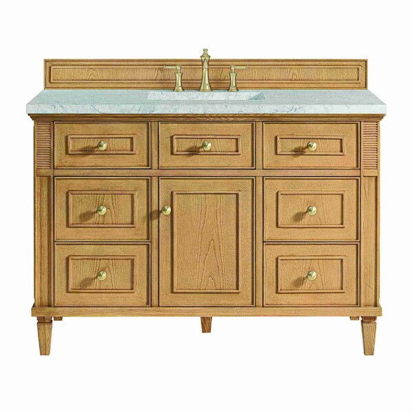 James Martin Vanities Lorelai 48'' S Vanity, Light Natural Oak w/ Jasmine Pearl Silestone Top w/FreePower Wireless Charger 424-V48-LNO-FEJP - main