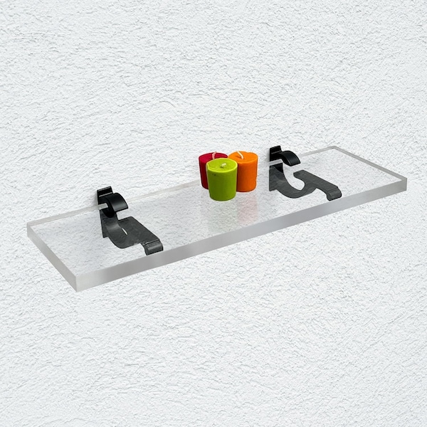 Fab Glass And Mirror Acrylic Shelf 6 x 36inces Black Bracket 3/4in Thickness Acrylic Pack of 1 AS19CC-6x36BL1P - main