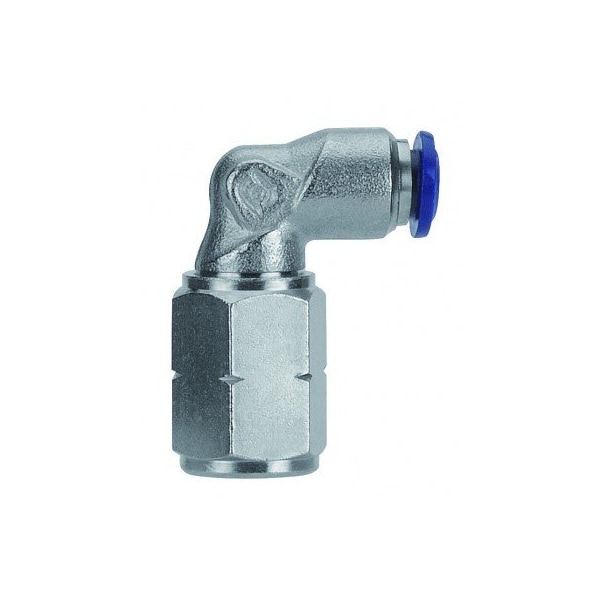 Usa Industrials Push to Connect Tube Fitting, Nickel Plated Brass w/ Plastic Release Ring, Female Elbow ZUSA-TF-PTC-NPBR-421 - main
