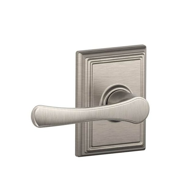 Schlage Residential Avila Lever with Addison Rose Interior Active Trim with 12326 Latch and 10269 Strikes Satin F59VLA619ADD - main