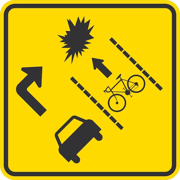 Lyle Symbol (Warning Cyclists Of "Prohibited Right Turns", Where, 24x24, Non-Reflective, Yellow G-13420-NA_24x24 - main